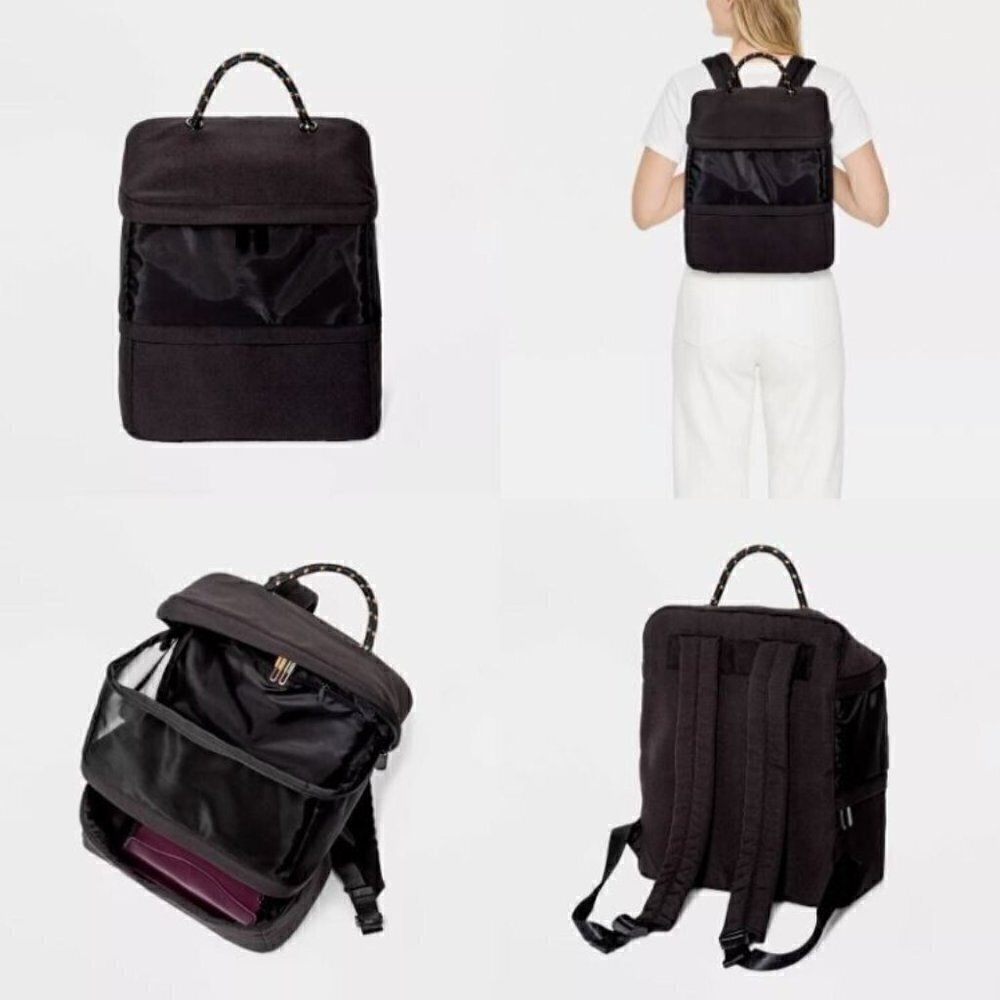 Shade & Shore Undefined Black Elevated Unstructured Backpack with Top Handle